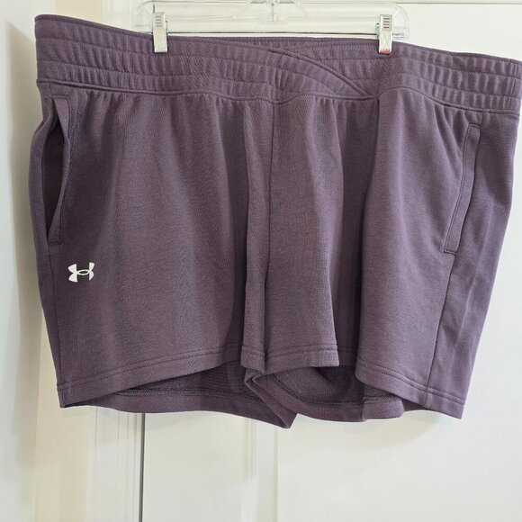 Under Armour UA Rival Terry Shorts Women - 4" Inseam - Purple - Picture 1 of 6